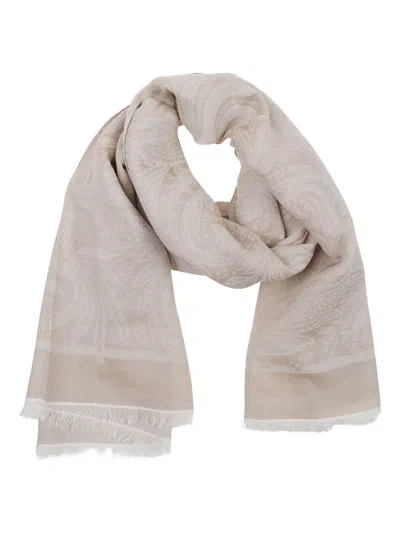Etro Paisley-print Cotton Scarf In Gold