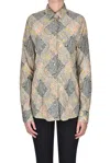 Etro Printed Popeline Shirt With Patchwork Paisley Print In Gray
