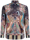 Etro , Multicoloured Paisley Cotton Shirt, Man, Navy Blue, Size 45 In Blue