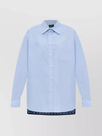 Etro Paisley Print Cotton Shirt In Blue