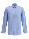 Etro Shirt Jacquard Collar Button-down In Blue