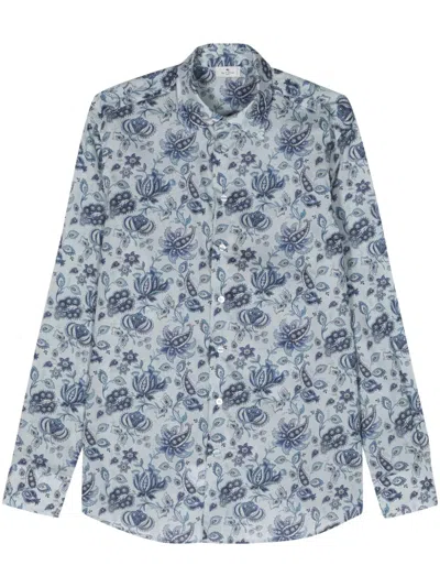 Etro Paisley-print Cotton Shirt In Blue