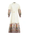 Etro Printed Cotton Midi Shirt Dress W/belt In White