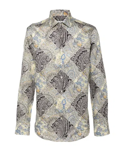 Paisley-print Cotton Shirt In Gray from Tufano Moda