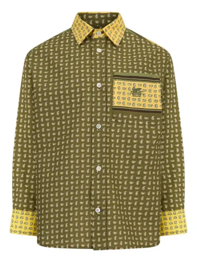 Etro Kids' Paisley-print Cotton Shirt In Green