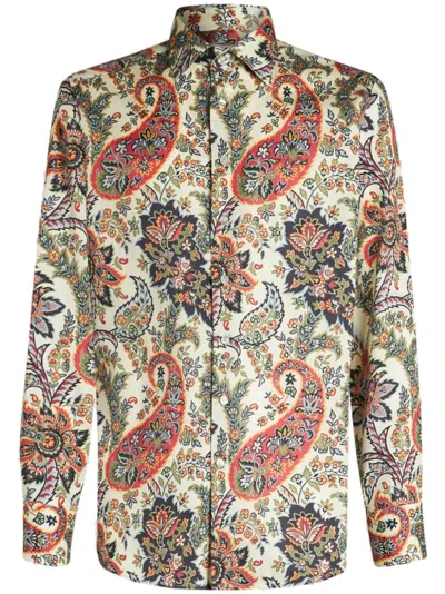 Etro Printed Cotton Shirt In Multicolor
