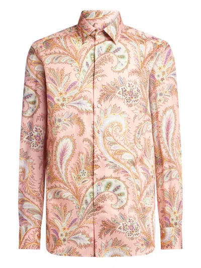 Etro Paisley-print Cotton Shirt In Pink