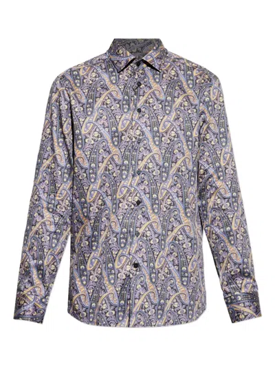 Etro Paisley-print Cotton Shirt In Purple