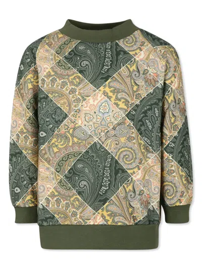 Etro Kids' Paisley-print Cotton Sweatshirt In Grün