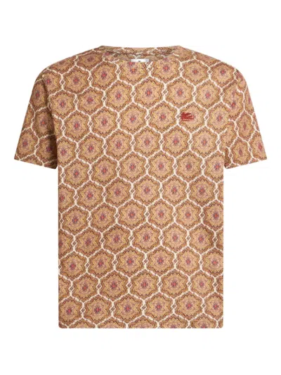 Etro Paisley-print Cotton T-shirt In Brown