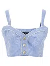Etro Paisley Print Button Detail Cropped Top In Blue