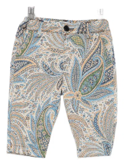 Etro Babies' Paisley-print Cotton Trousers In Gray