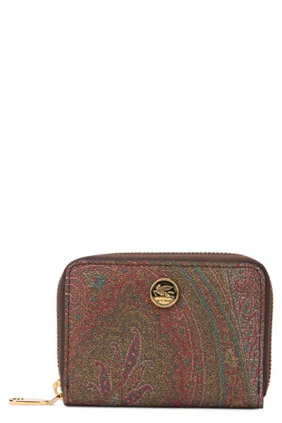 Etro Paisley Print Cotton Wallet In Multicolor