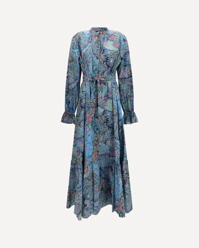 Etro Paisley Print Cotton-blend Shirt Dress In Blue