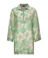 Etro Paisley Print Cotton And Silk Blouse In Green