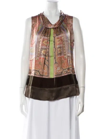 Pre-owned Etro Paisley Print Cowl Neck Blouse In Multi