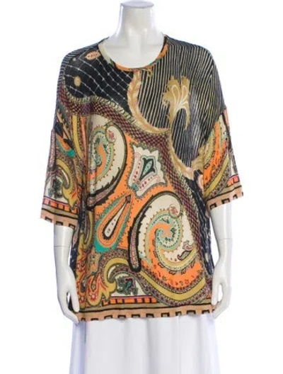 Pre-owned Etro Paisley Print Crew Neck Blouse In Multi