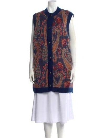 Pre-owned Etro Paisley Print Crew Neck Sweater In Blue