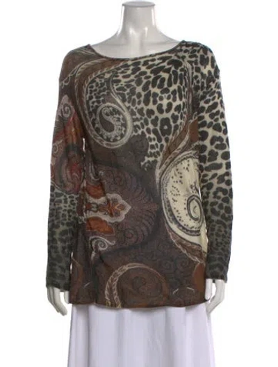 Pre-owned Etro Paisley Print Crew Neck Sweater In Brown/neutrals