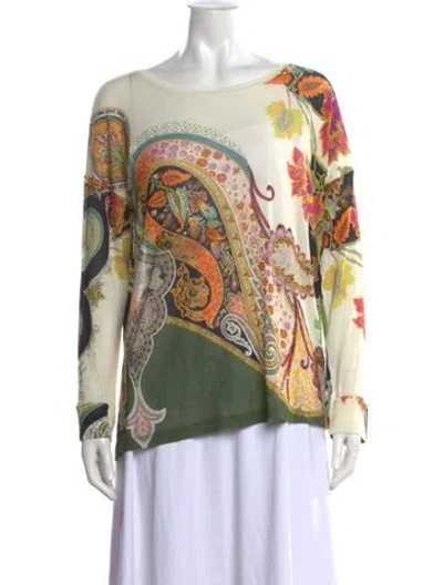 Pre-owned Etro Paisley Print Crew Neck Sweater In Neutrals