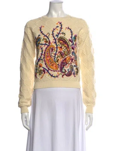 Pre-owned Etro Paisley Print Crew Neck Sweater In Yellow