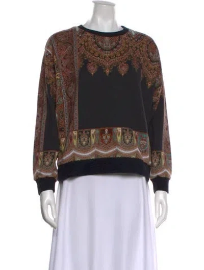 Pre-owned Etro Paisley Print Crew Neck Sweatshirt In Black