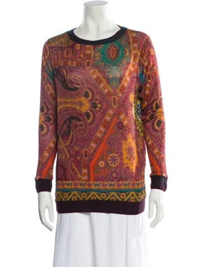 Pre-owned Etro Paisley Print Crew Neck Sweatshirt In Red