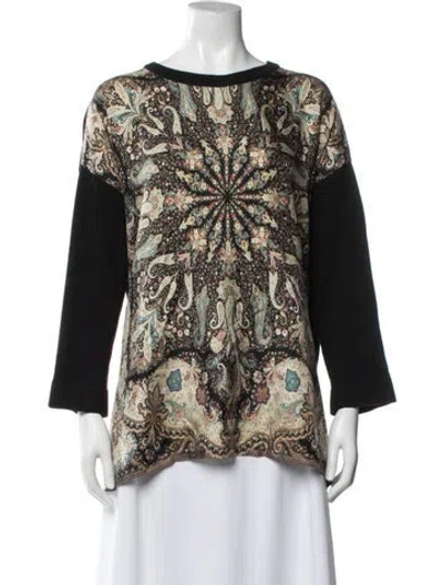 Pre-owned Etro Paisley Print Crew Neck Top In Black
