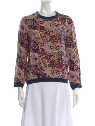 Pre-owned Etro Paisley Print Crew Neck Top In Blue