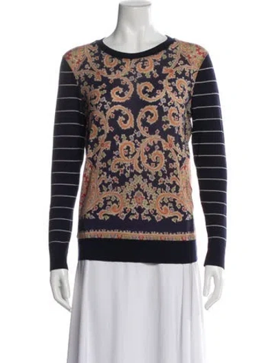 Pre-owned Etro Paisley Print Crew Neck Top In Blue