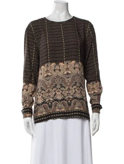 Pre-owned Etro Paisley Print Crew Neck Top In Brown