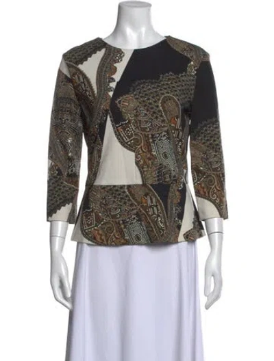 Pre-owned Etro Paisley Print Crew Neck Top In Neutrals