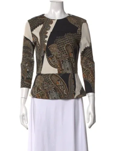 Pre-owned Etro Paisley Print Crew Neck Top In Neutrals