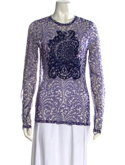 Pre-owned Etro Paisley Print Crew Neck Top In Purple