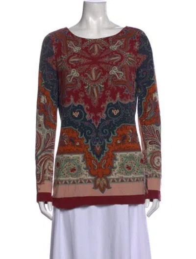 Pre-owned Etro Paisley Print Crew Neck Top In Purple