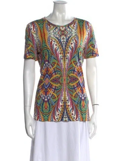 Pre-owned Etro Paisley Print Crew Neck Top W/ Tags In Blue