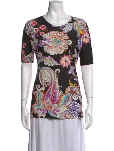 Pre-owned Etro Paisley Print Crew Neck Top W/ Tags In Multicolor