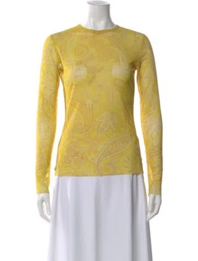 Pre-owned Etro Paisley Print Crew Neck Top In Yellow