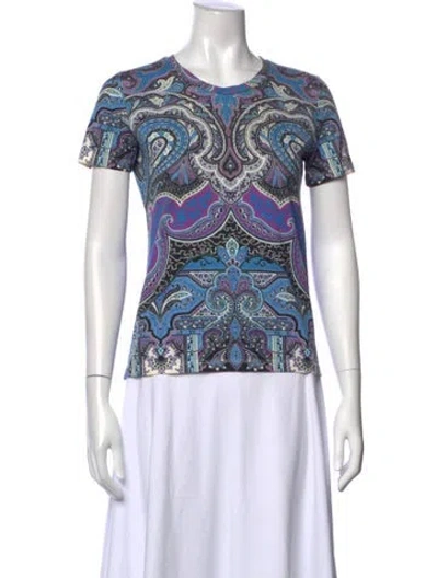 Pre-owned Etro Paisley Print Crew Neck T-shirt In Blue
