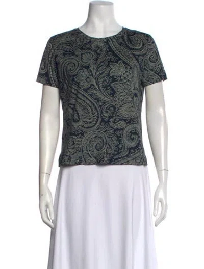 Pre-owned Etro Paisley Print Crew Neck T-shirt In Blue