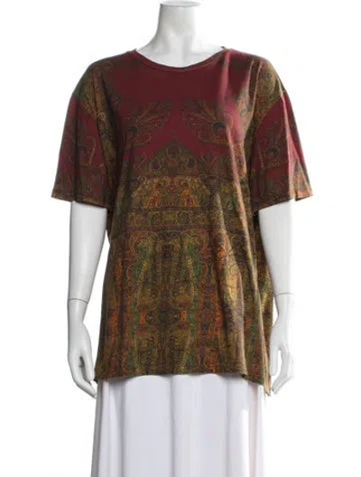 Pre-owned Etro Paisley Print Crew Neck T-shirt In Burgundy