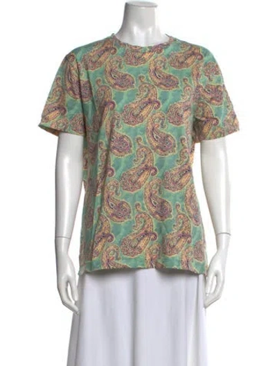 Pre-owned Etro Paisley Print Crew Neck T-shirt In Green