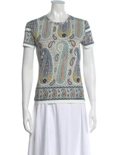 Pre-owned Etro Paisley Print Crew Neck T-shirt In Neutral
