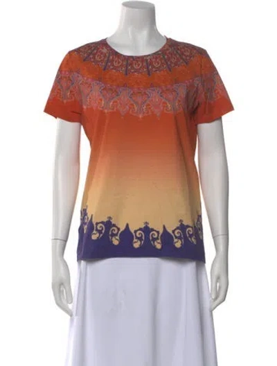 Pre-owned Etro Paisley Print Crew Neck T-shirt In Orange