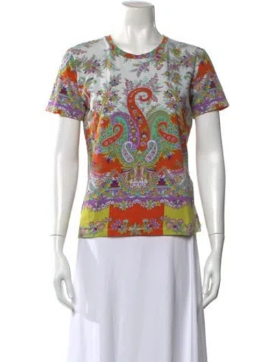 Pre-owned Etro Paisley Print Crew Neck T-shirt In Pink