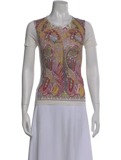 Pre-owned Etro Paisley Print Crew Neck T-shirt In Purple