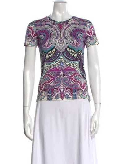 Pre-owned Etro Paisley Print Crew Neck T-shirt In Purple