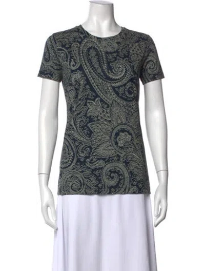 Pre-owned Etro Paisley Print Crew Neck T-shirt W/ Tags In Blue