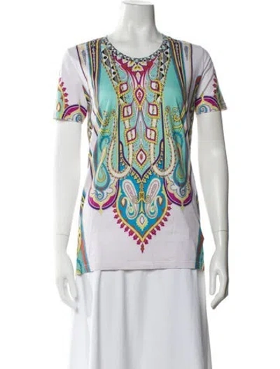 Pre-owned Etro Paisley Print Crew Neck T-shirt In White