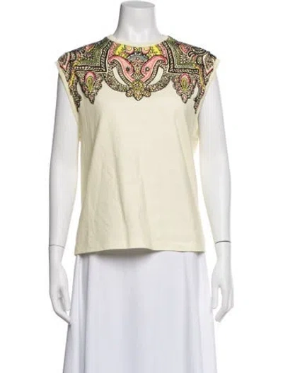 Pre-owned Etro Paisley Print Crew Neck T-shirt In Yellow